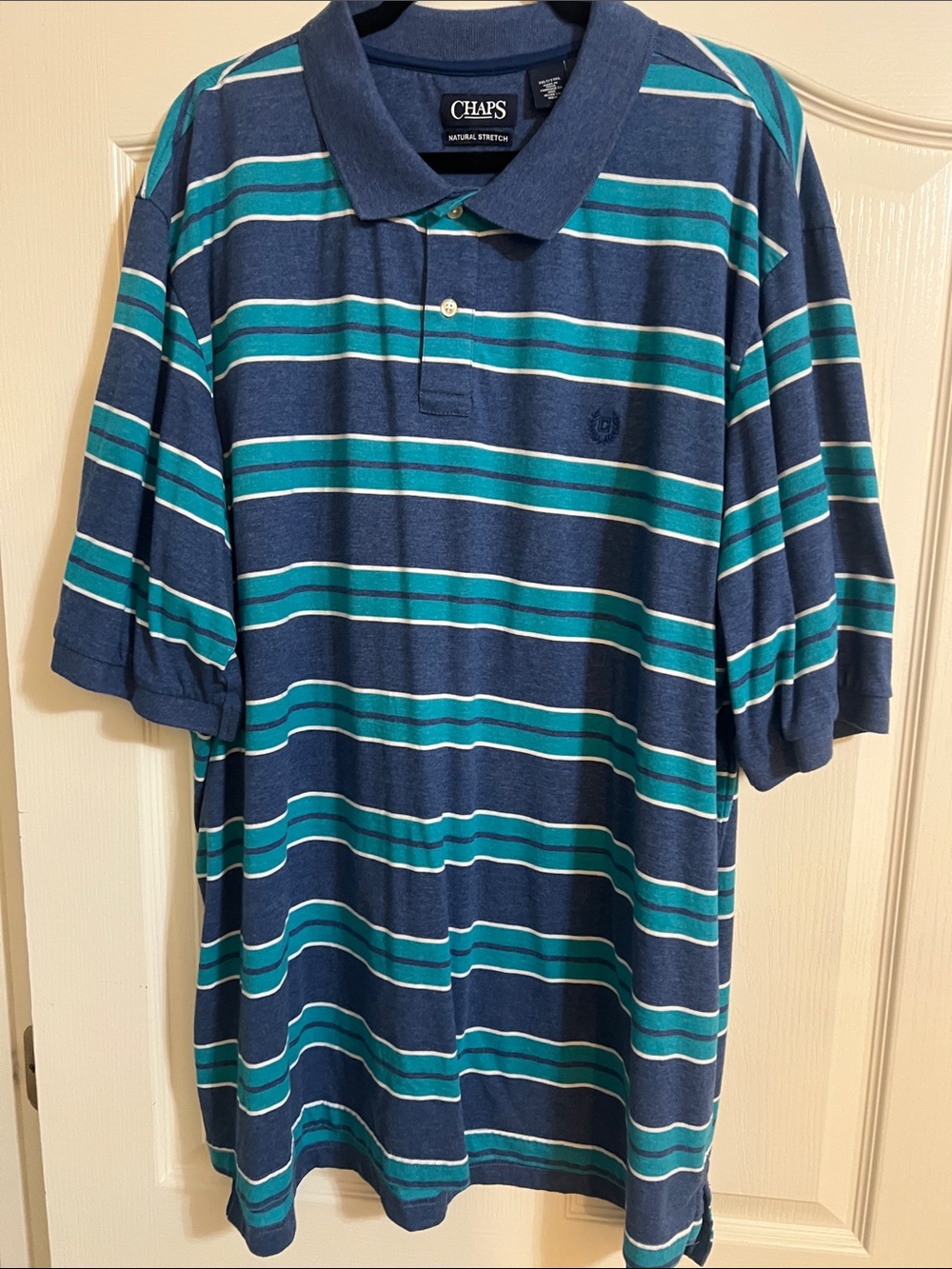 Chaps Men’s Navy & Teal Striped Polo